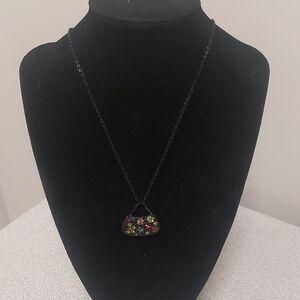 2003 Noblesse Collection Colorful Rhinestone Floral Purse Pendant Necklace